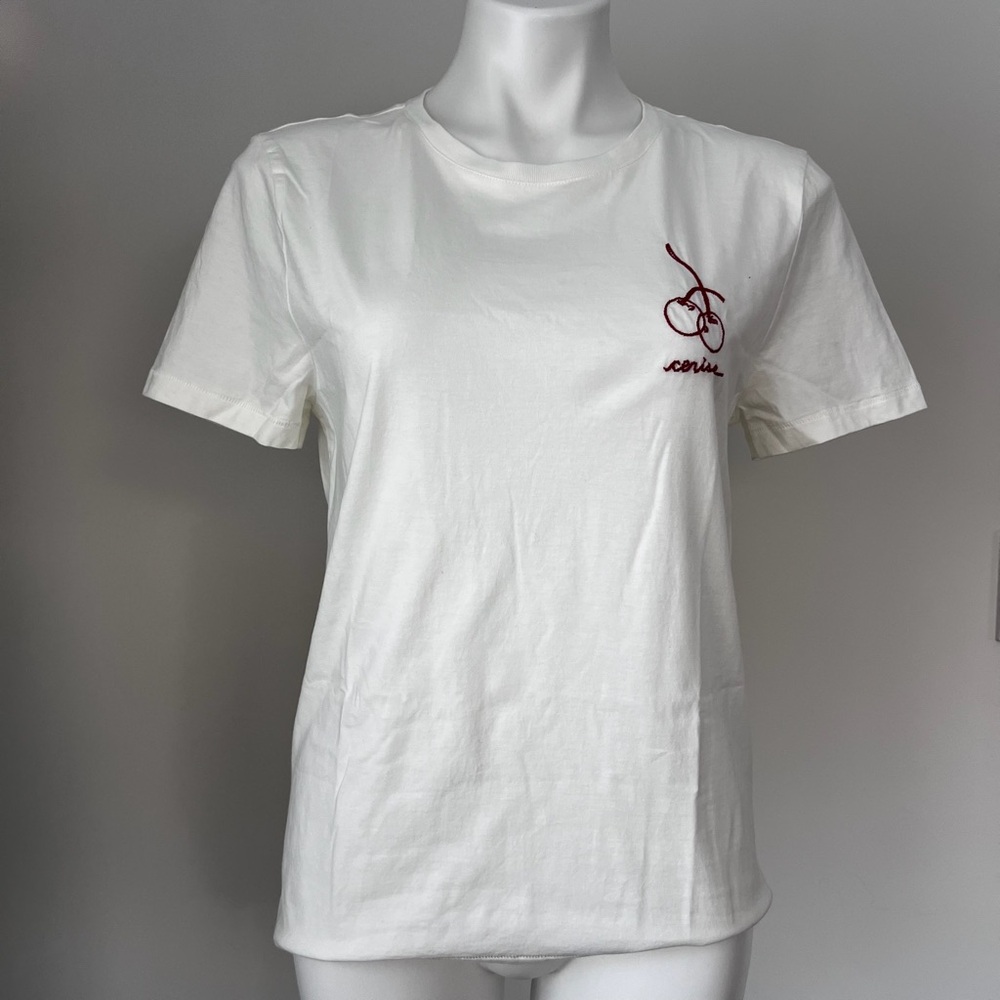J.Crew White Cherry “Cerise” Short Sleeve Tee Shirt